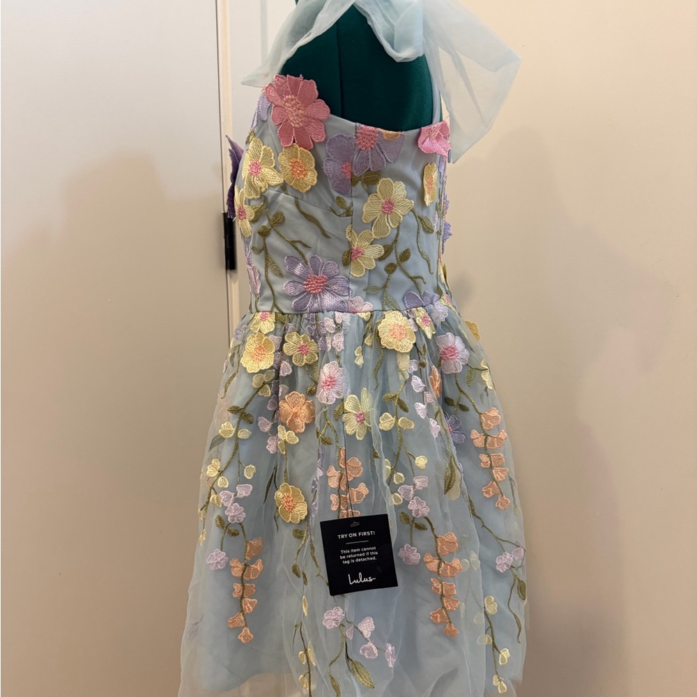 Lulu's Light Blue Floral Midi Dress with Pastel Embroidery - Picture 10 of 12